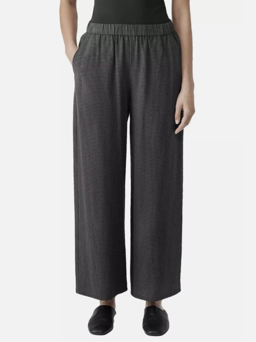 Eileen Fisher Flex Ponte Wide-Leg Pant lagenlook Size Medium TENCEL Woodland